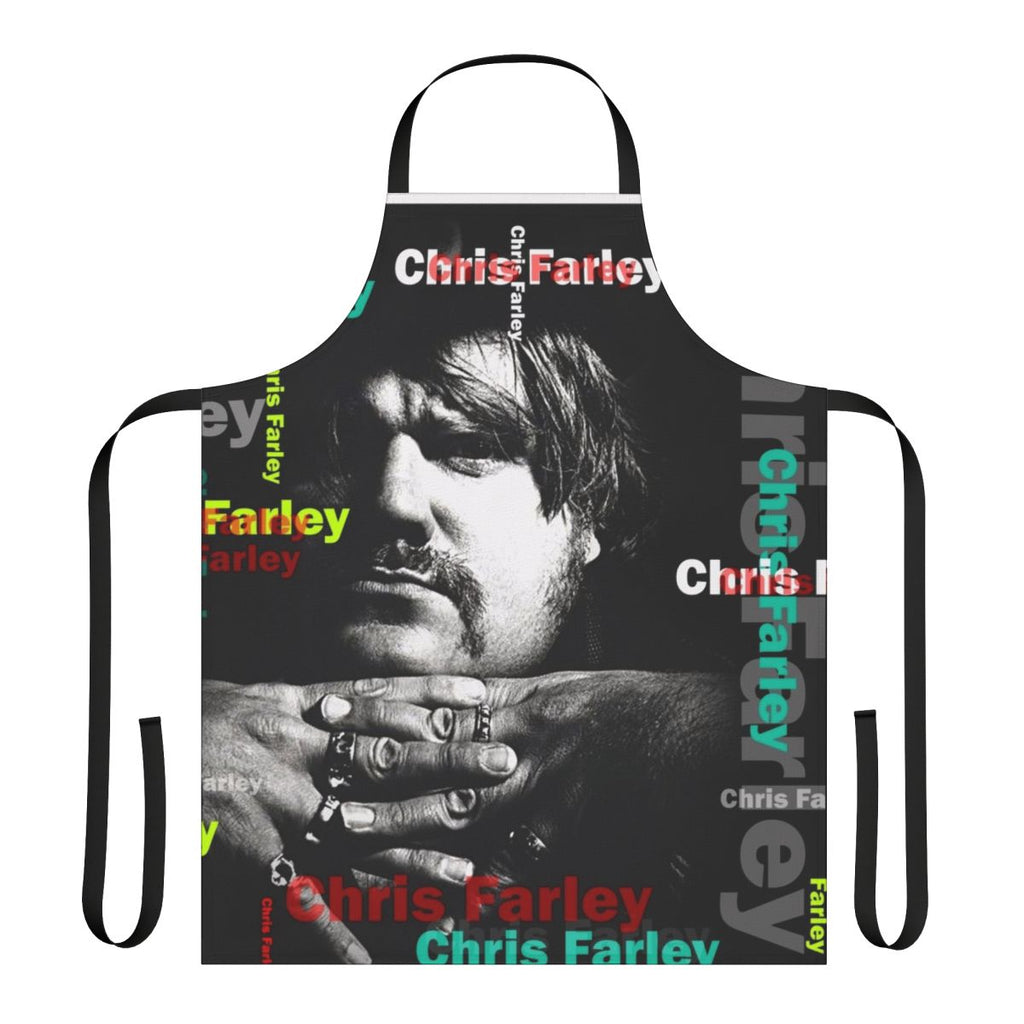 Commemorative Chris Farley inspired apron with "van down by the driver" design