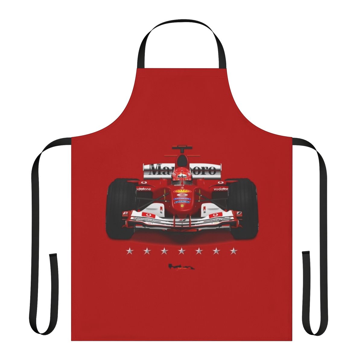 Stylish apron featuring the iconic F2004 racing car design