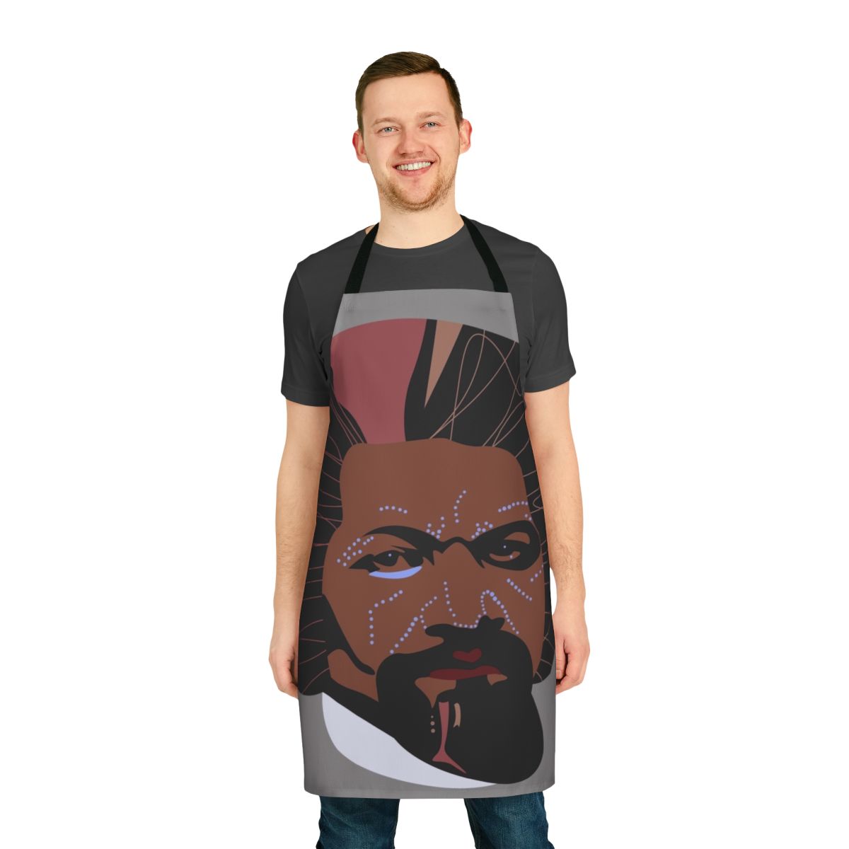 Frederick Douglass inspired kitchen apron in black and white design