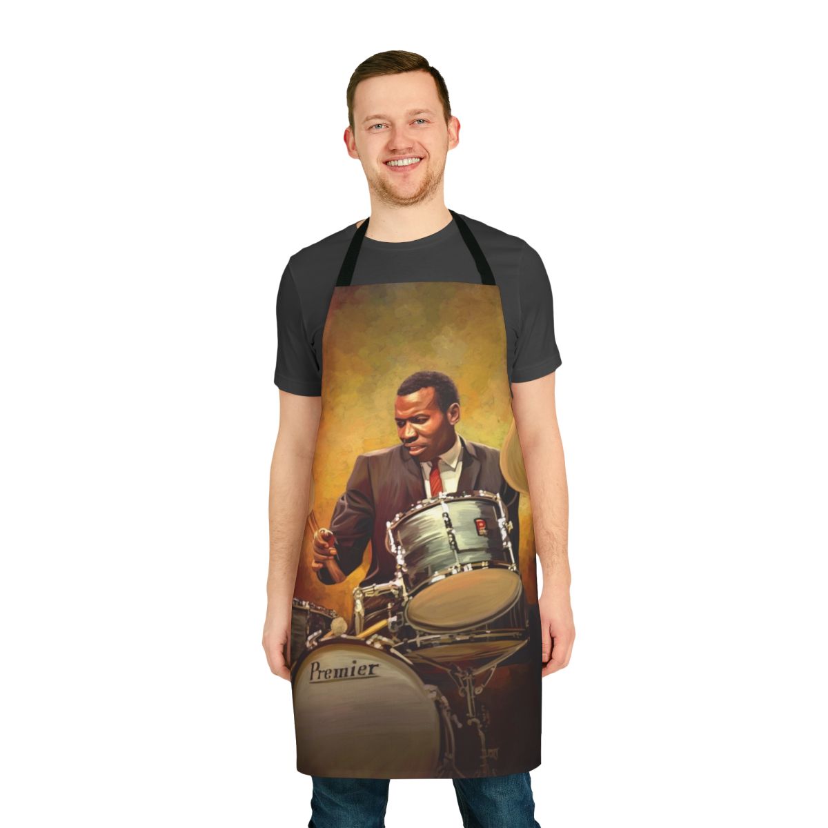 Apron featuring portrait of legendary jazz drummer Elvin Jones