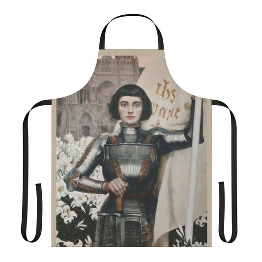 Apron featuring a portrait of Joan of Arc, the famous French heroine and Catholic saint