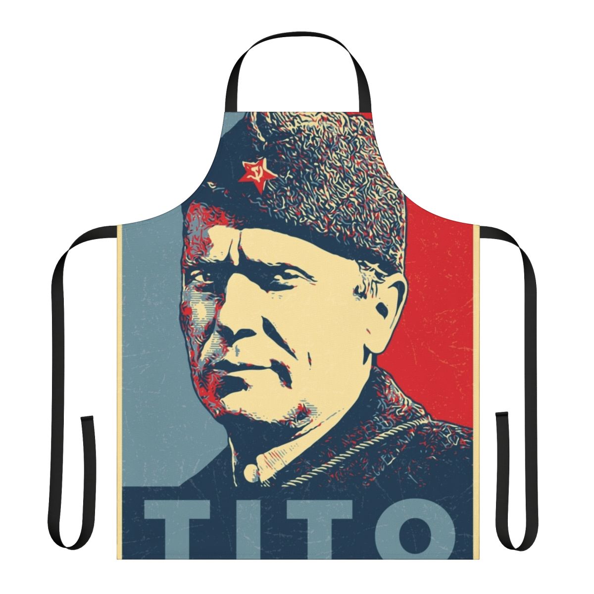 Apron featuring portrait of Josip Broz Tito, former president of Yugoslavia