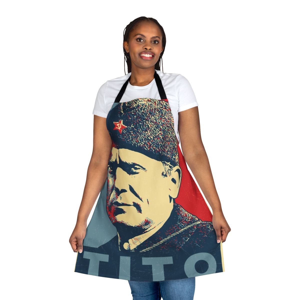 Apron featuring portrait of Josip Broz Tito, former president of Yugoslavia