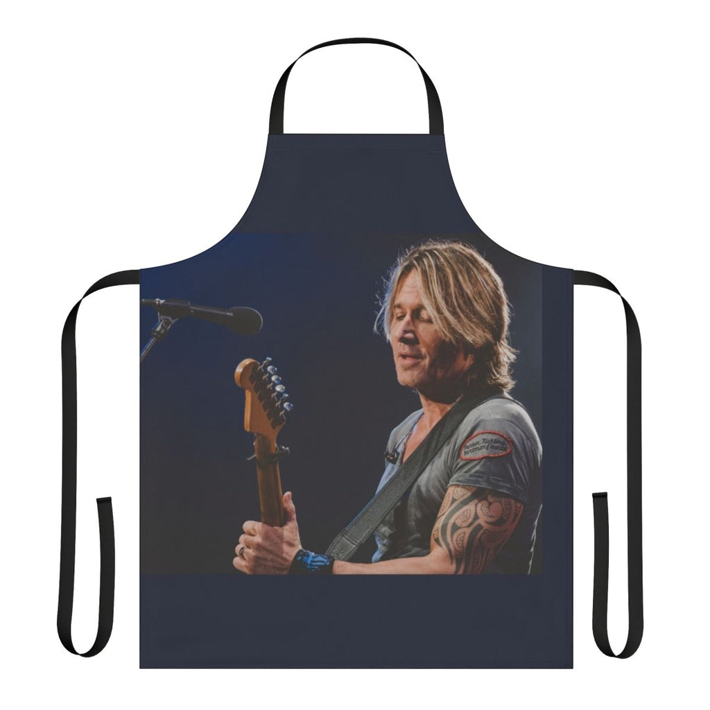 Stylish apron featuring a photograph of country music star Keith Urban performing live on stage