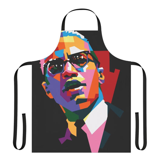 Malcolm X inspired kitchen apron featuring civil rights leader