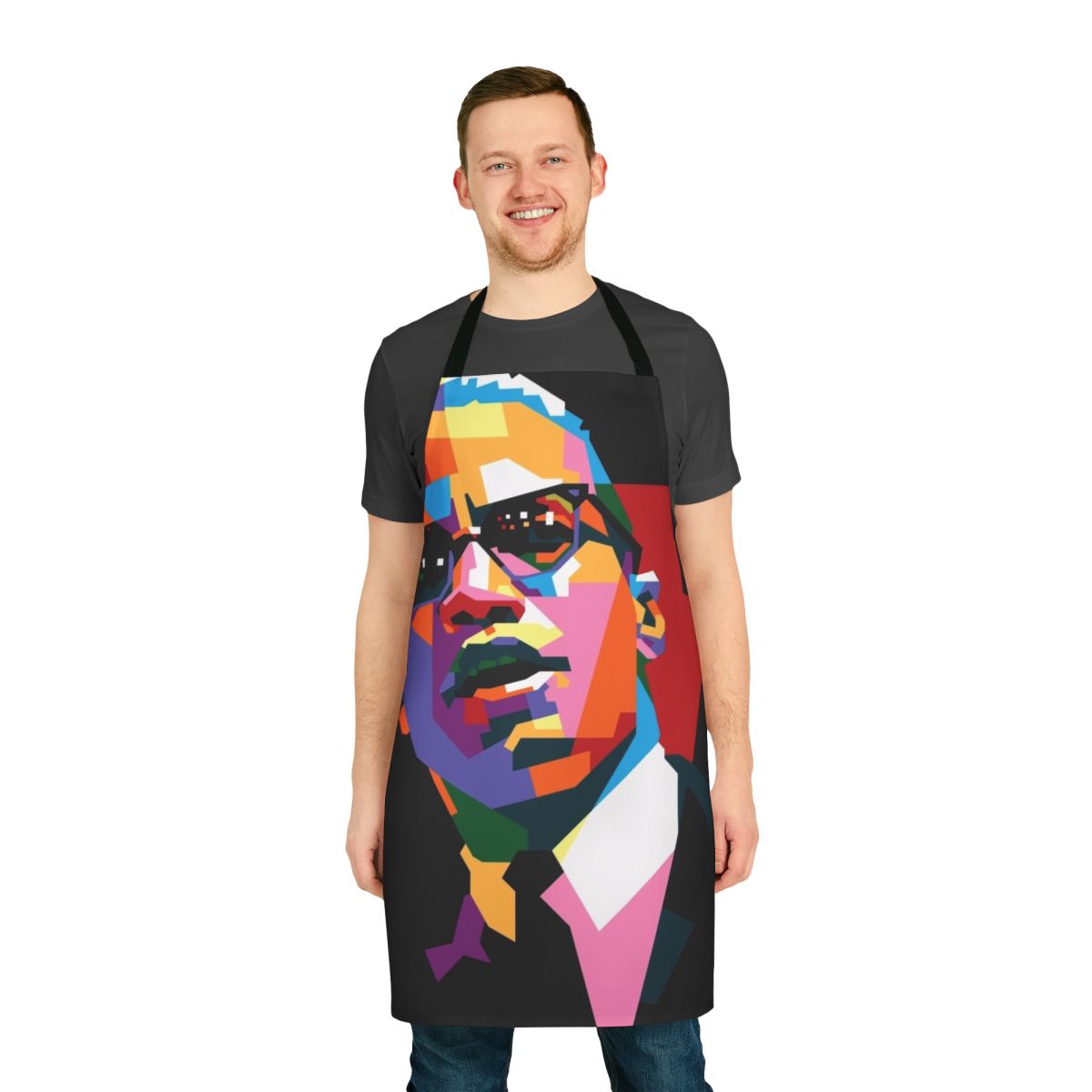 Malcolm X inspired kitchen apron featuring civil rights leader
