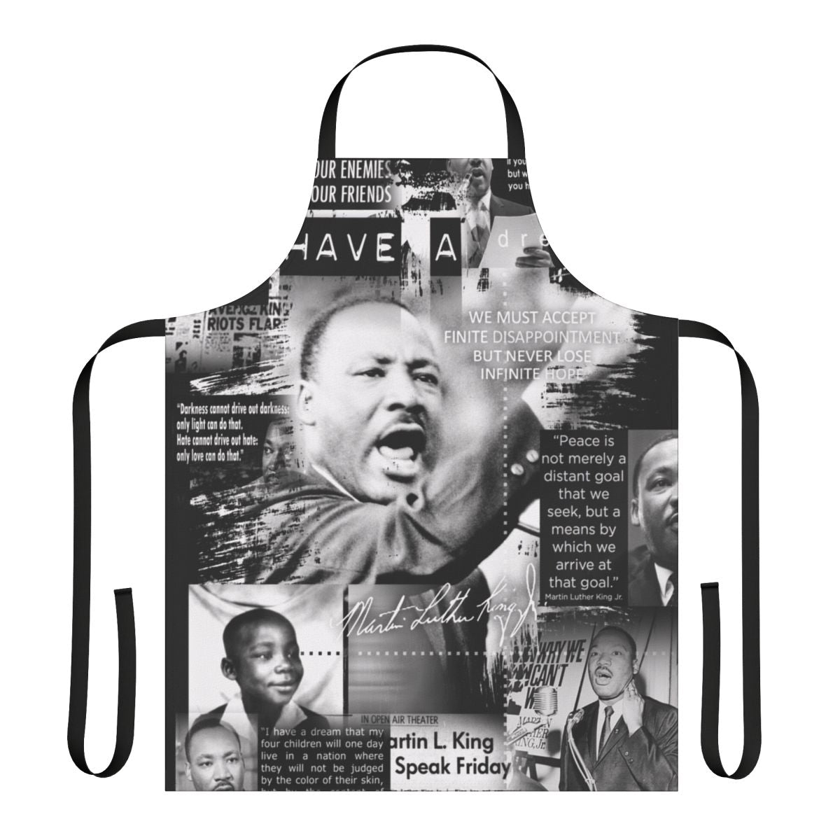 Stylized illustration of Martin Luther King Jr. on a high-quality cotton apron