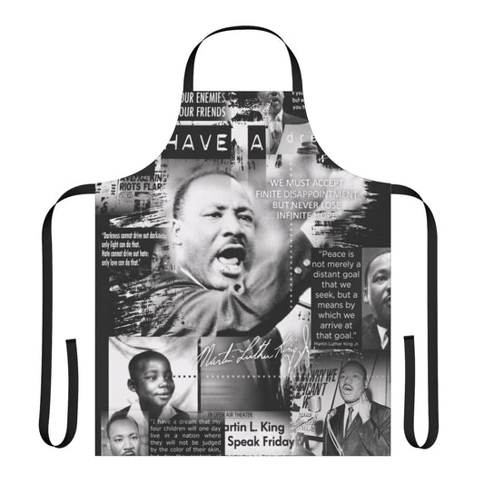 Stylized illustration of Martin Luther King Jr. on a high-quality cotton apron