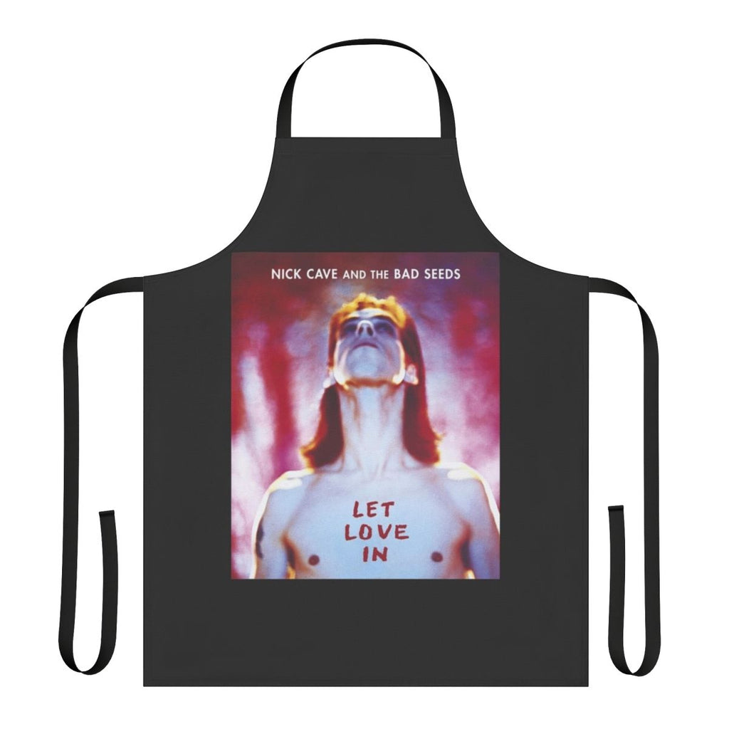 Nick Cave-inspired apron featuring iconic album artwork and band logos