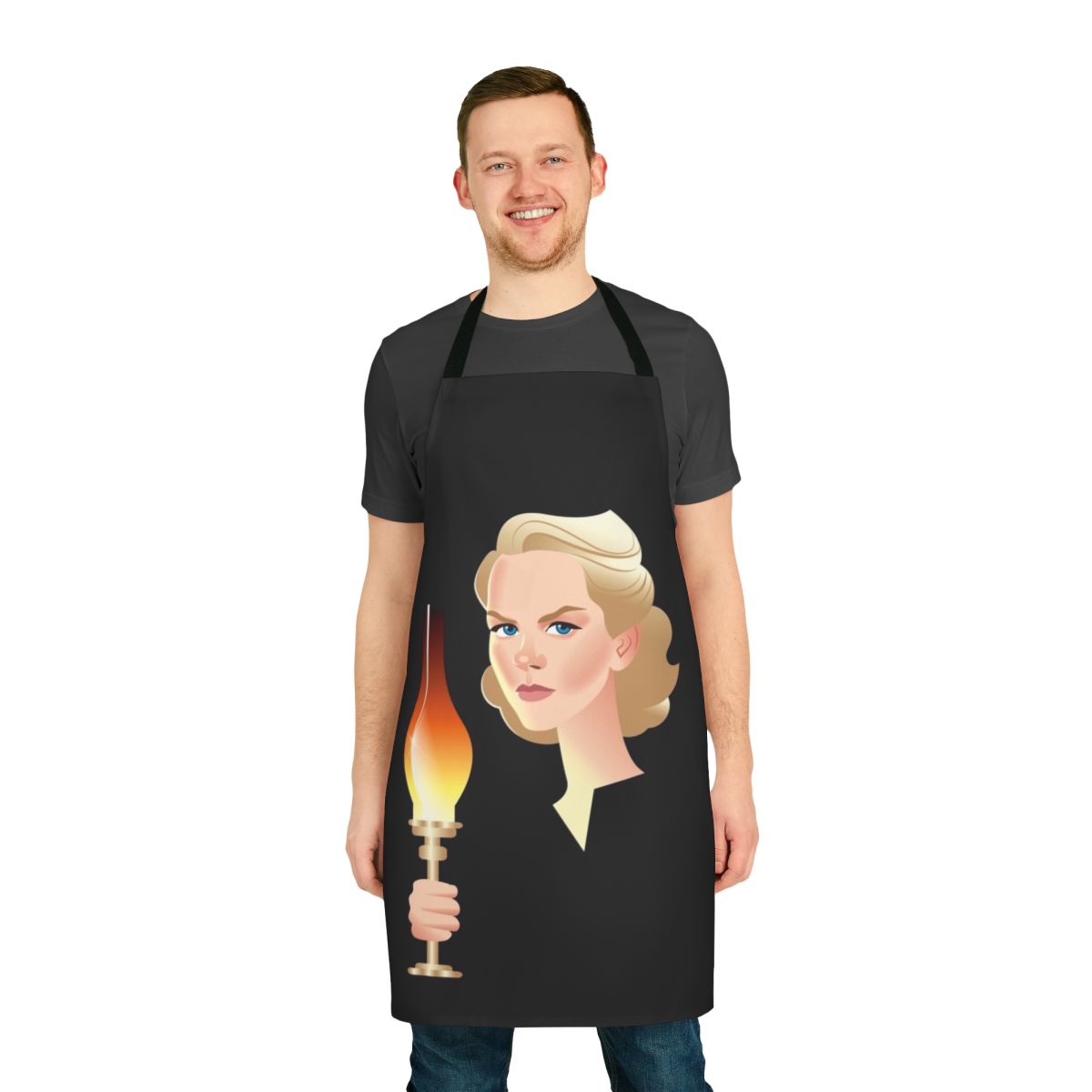 Artistic apron featuring a design inspired by the movie "The Others" and actress Nicole Kidman