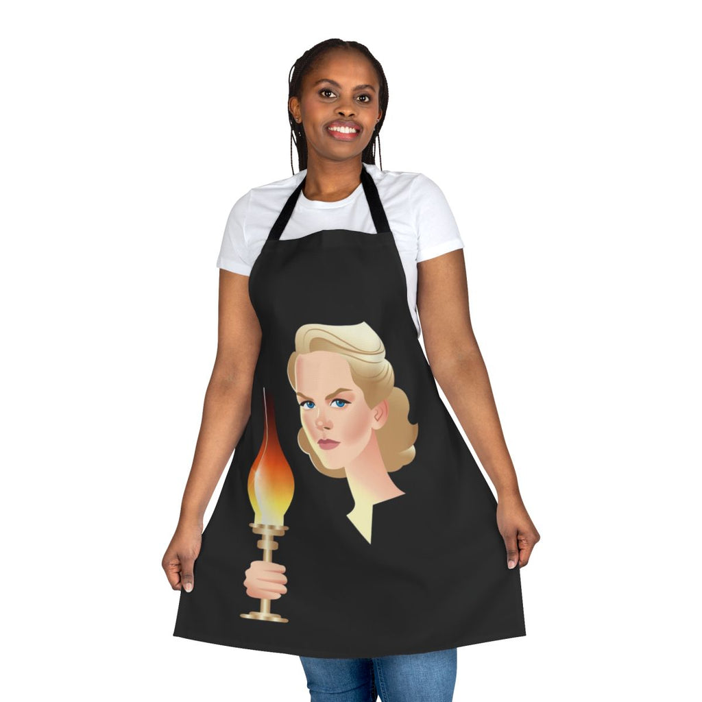 Artistic apron featuring a design inspired by the movie "The Others" and actress Nicole Kidman
