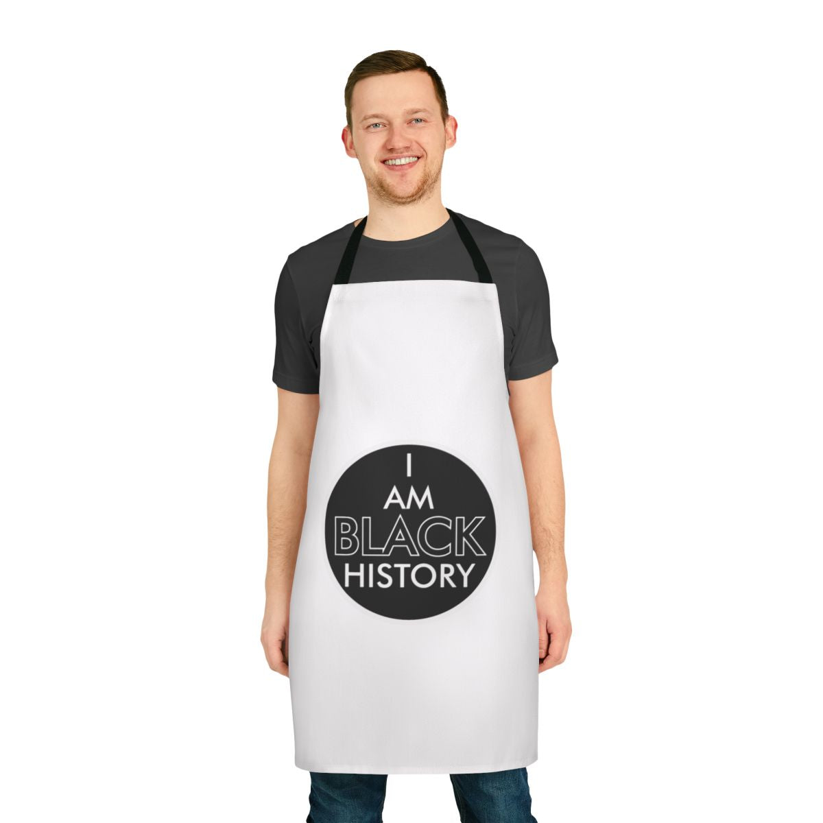 Retro-inspired apron featuring a black history-themed design