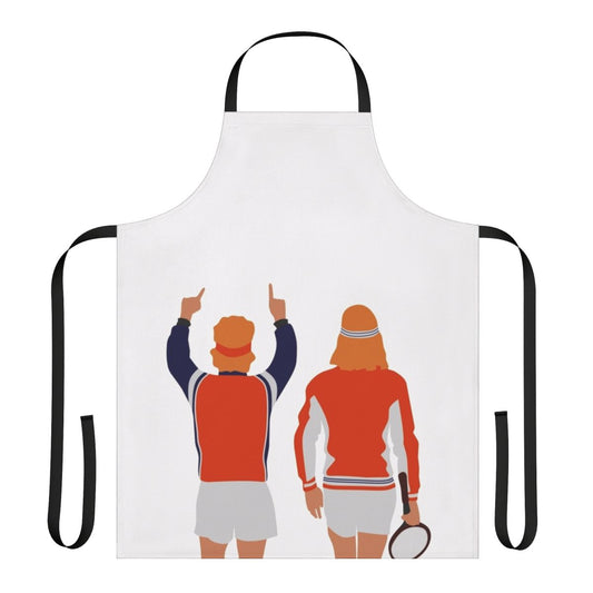 Apron featuring vector art design of tennis legends Bjorn Borg and John McEnroe