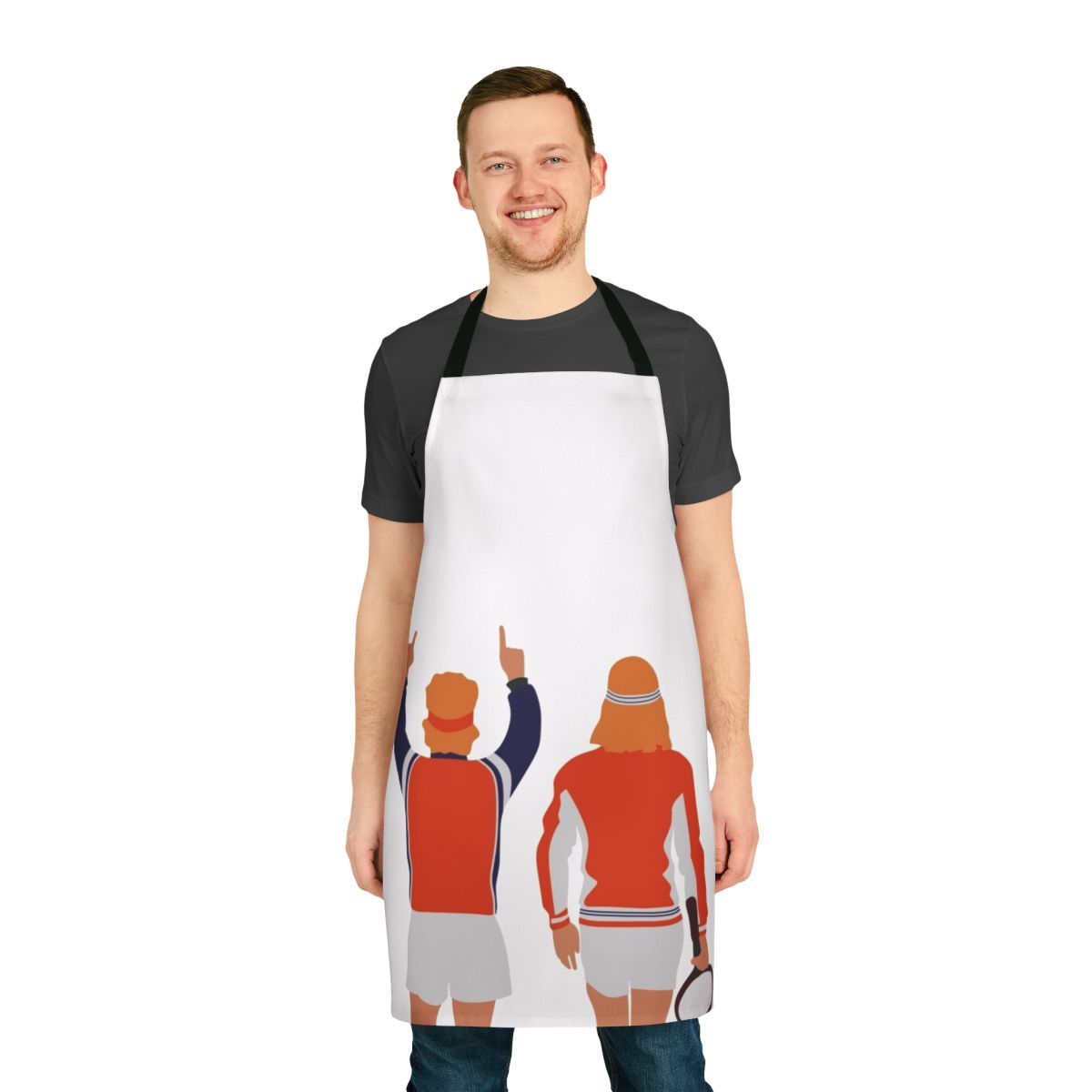 Apron featuring vector art design of tennis legends Bjorn Borg and John McEnroe