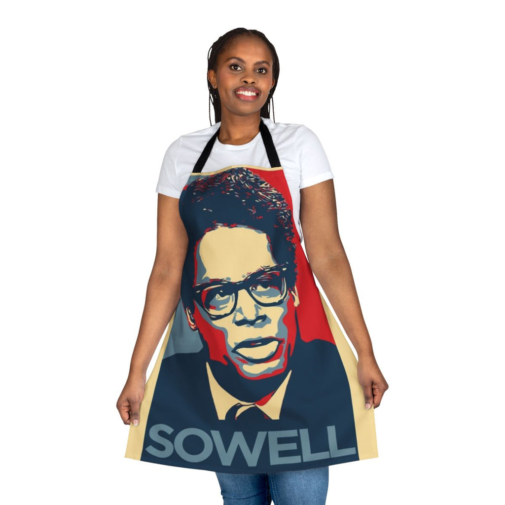 Colorful apron featuring a portrait of economist and author Thomas Sowell