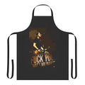 A white apron with a graphic paying tribute to the late punk musician "Tony"