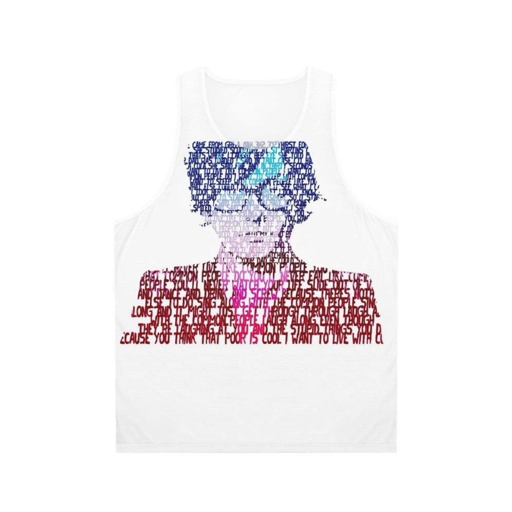 Unisex '90s style tank top with "Common People" lyrical design