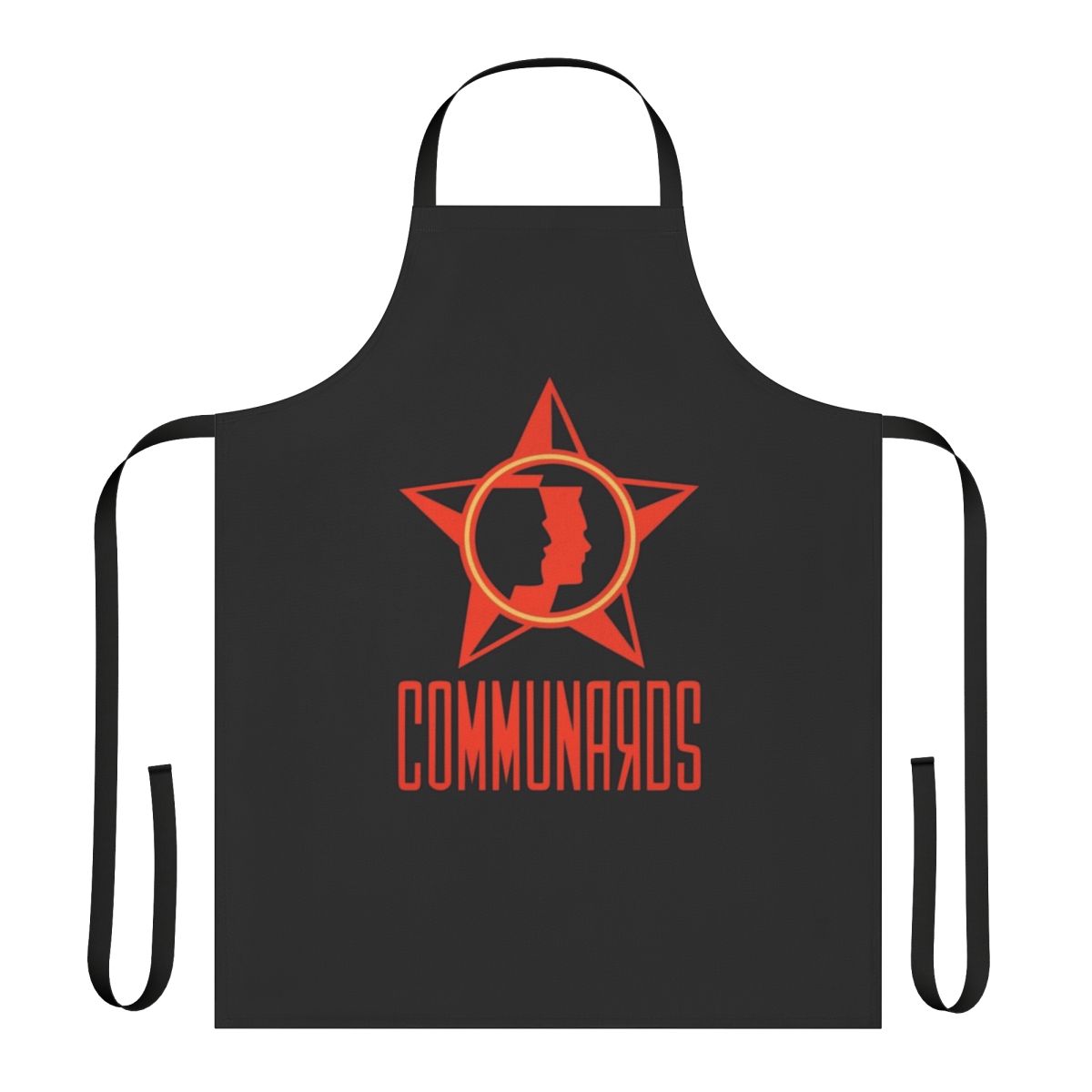 Colorful apron featuring Communards-inspired LGBTQ+ pride design