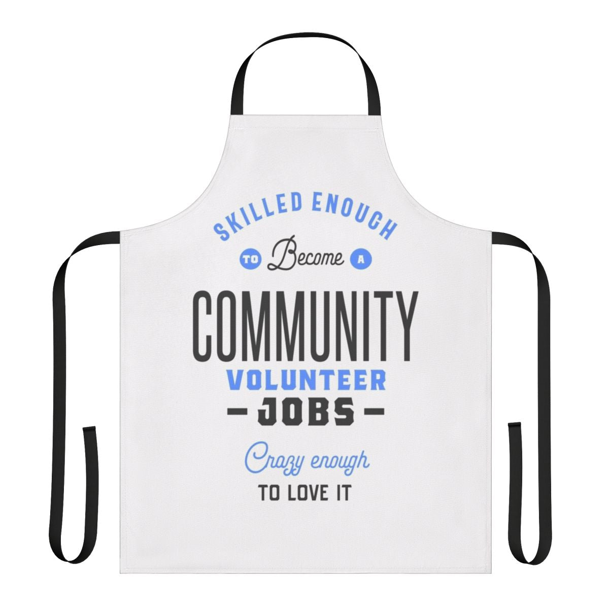 Volunteer wearing a durable, customizable apron for community service jobs