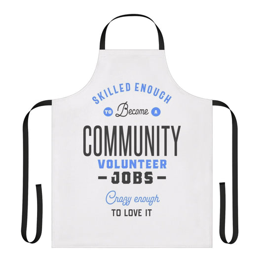 Volunteer wearing a durable, customizable apron for community service jobs
