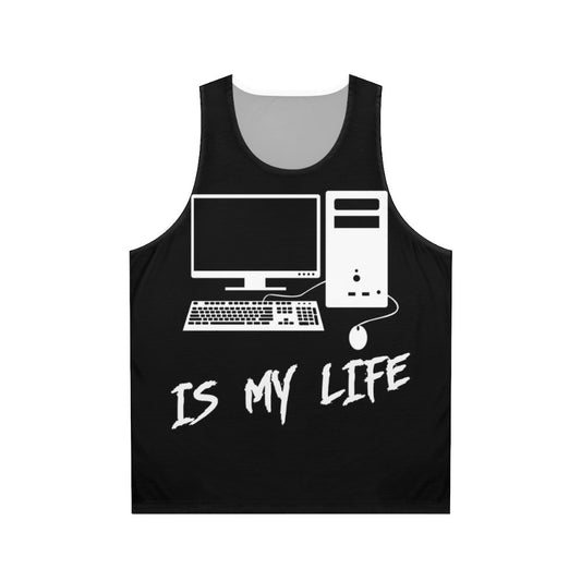 Unisex computer-themed tank top for tech lovers