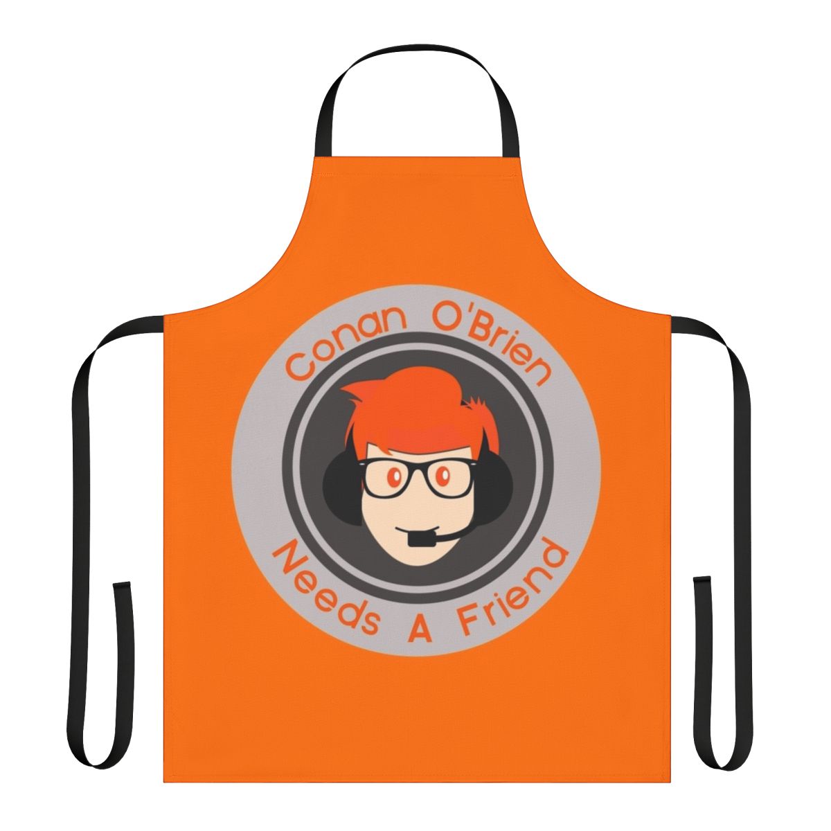 Conan O'Brien inspired apron with Team Coco logo and ginger humor