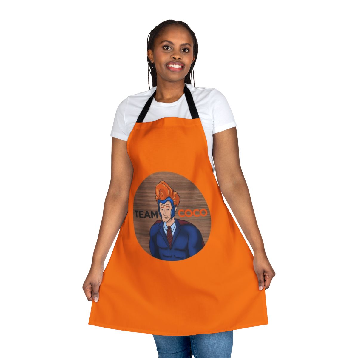 Conan O'Brien inspired comedy apron with a unique design