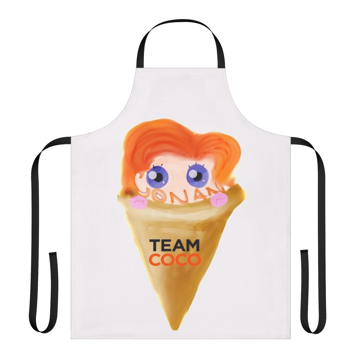 Conan O'Brien inspired cooking apron with team coco branding