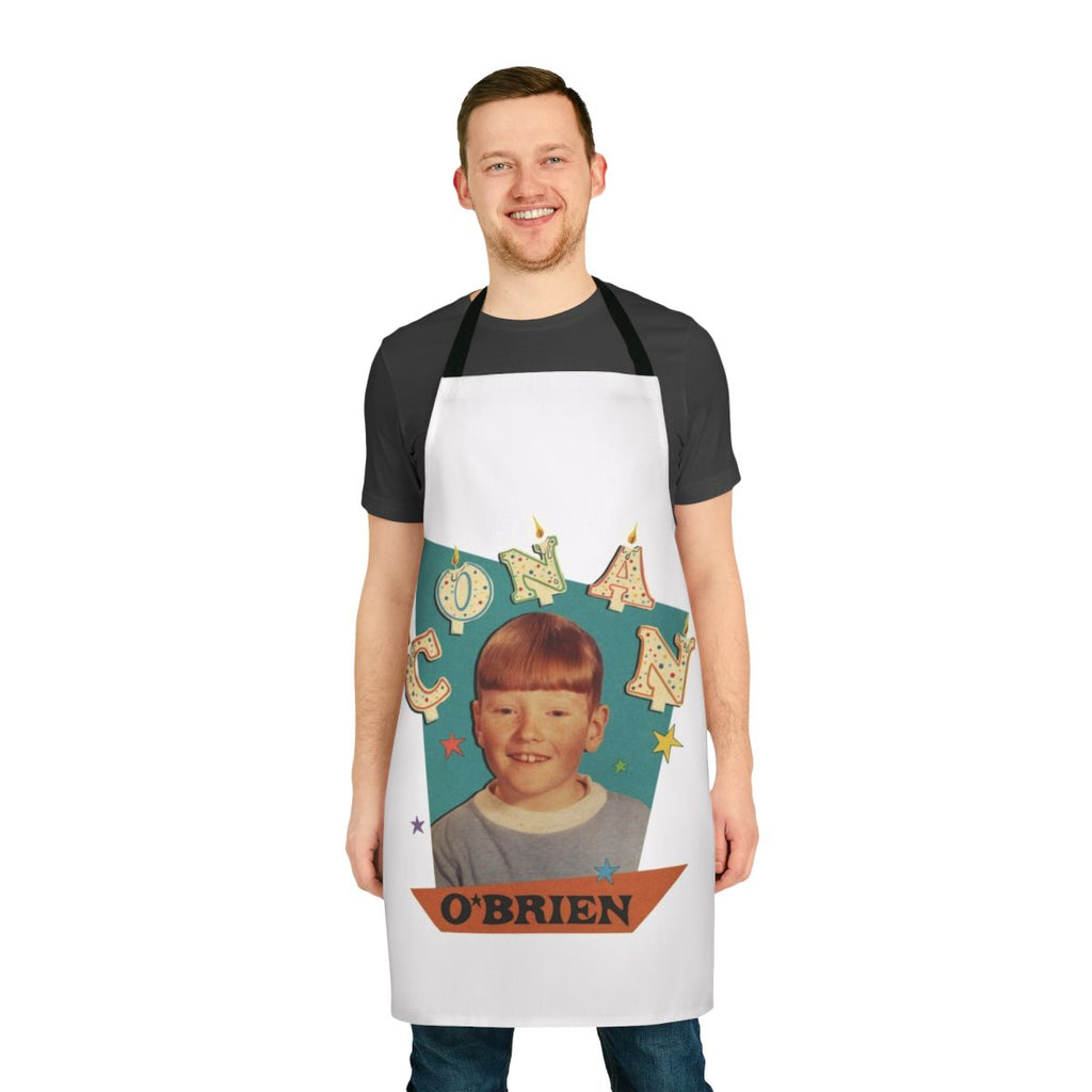 Conan O'Brien themed cooking apron with Team Coco logo