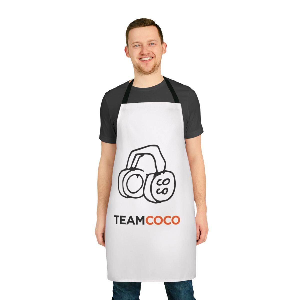 Conan O'Brien Inspired Doodle Apron with Team Coco Headphones Design