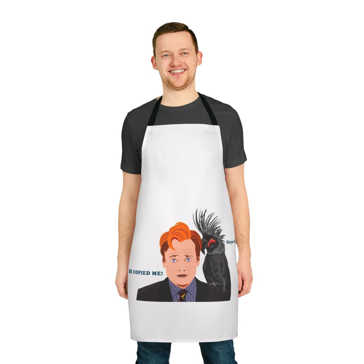 Conan O'Brien fan art apron with "Team Coco" branding