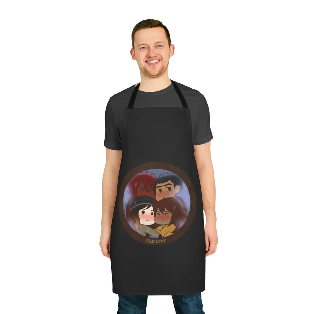 Conan O'Brien inspired apron with a cute, cartoon-style design