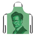Conan O'Brien inspired green apron featuring a vibrant pop art portrait