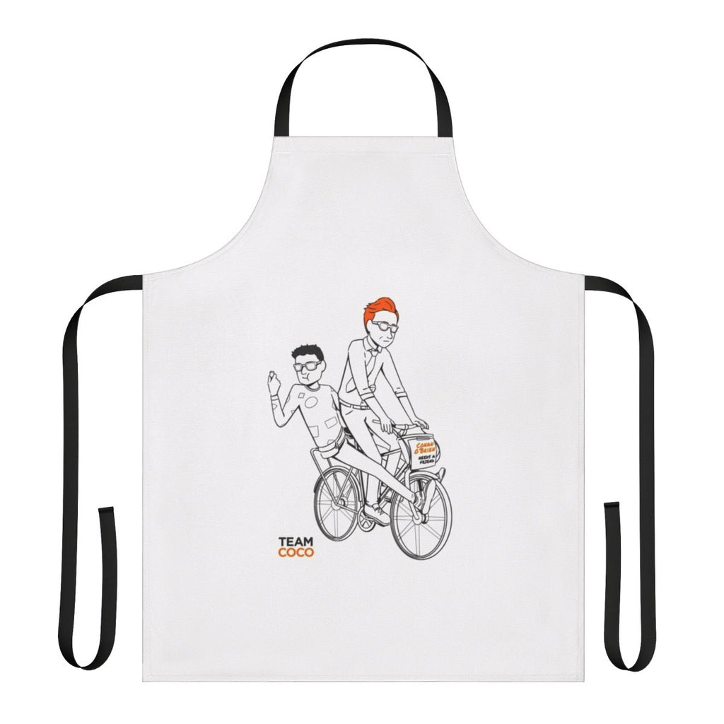 Conan O'Brien inspired podcast apron with Team Coco fan art design