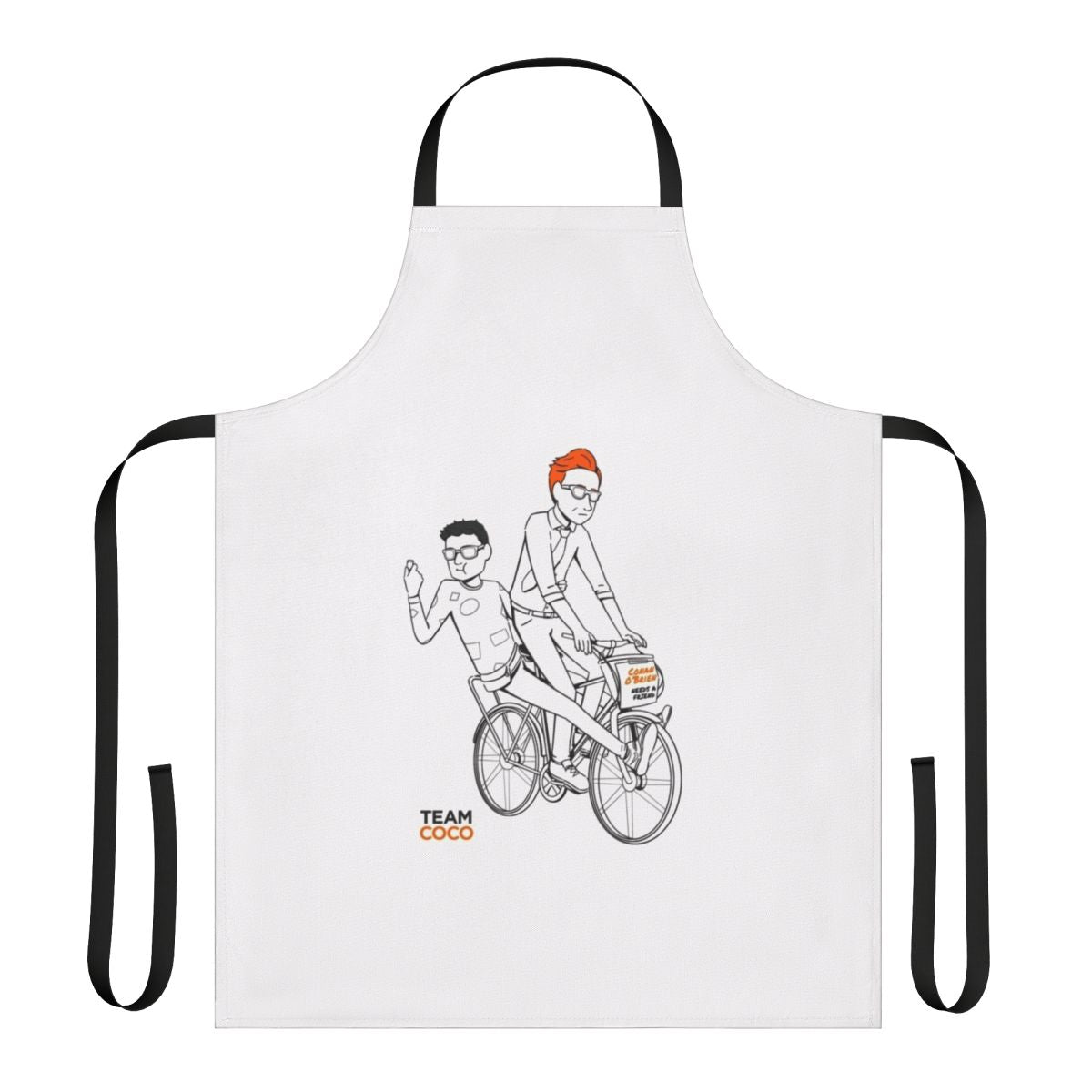 Conan O'Brien inspired podcast apron with Team Coco fan art design