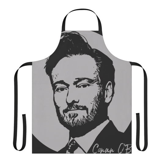 Transparent apron with Conan O'Brien and Team Coco design