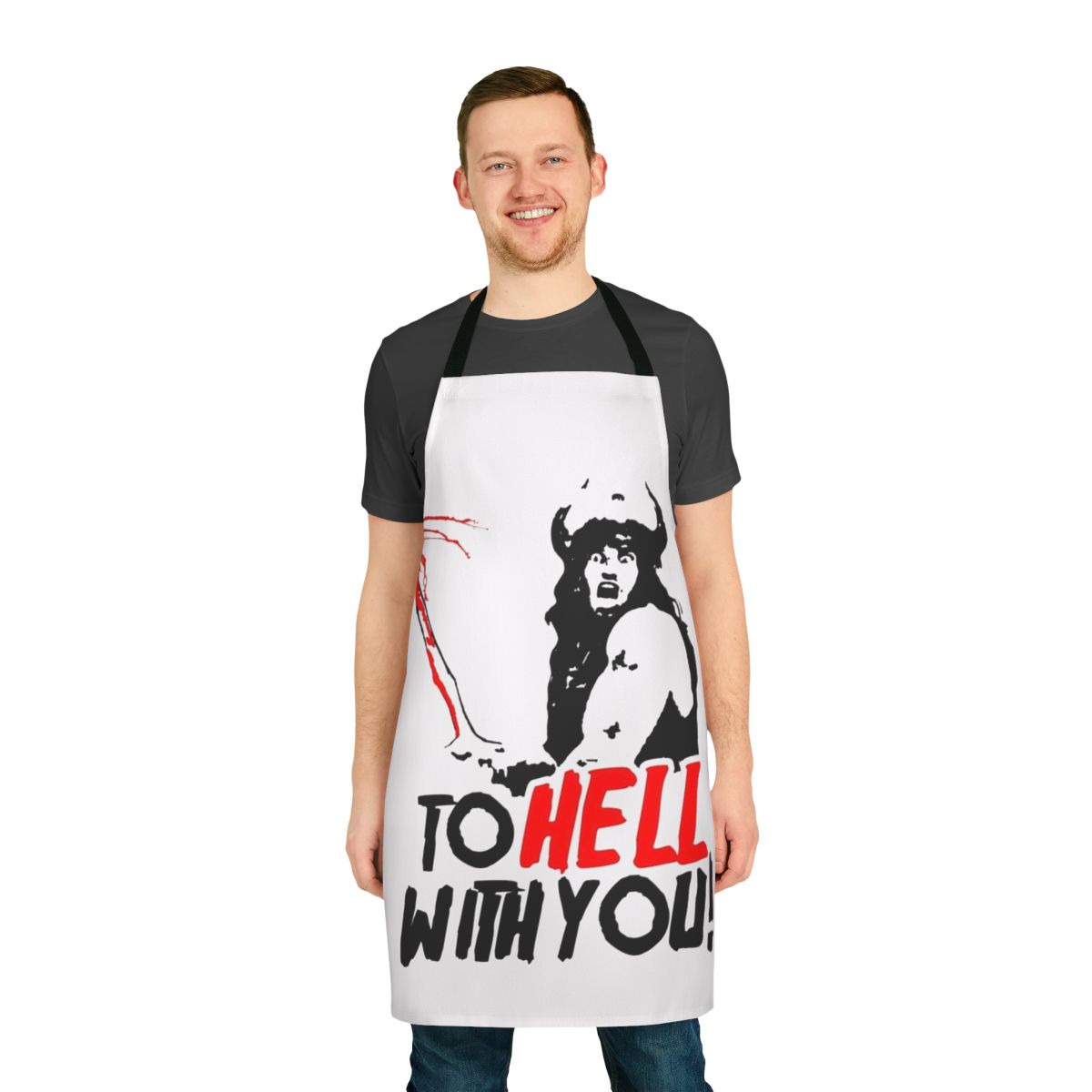 Conan the Barbarian themed apron with sword and sorcery design