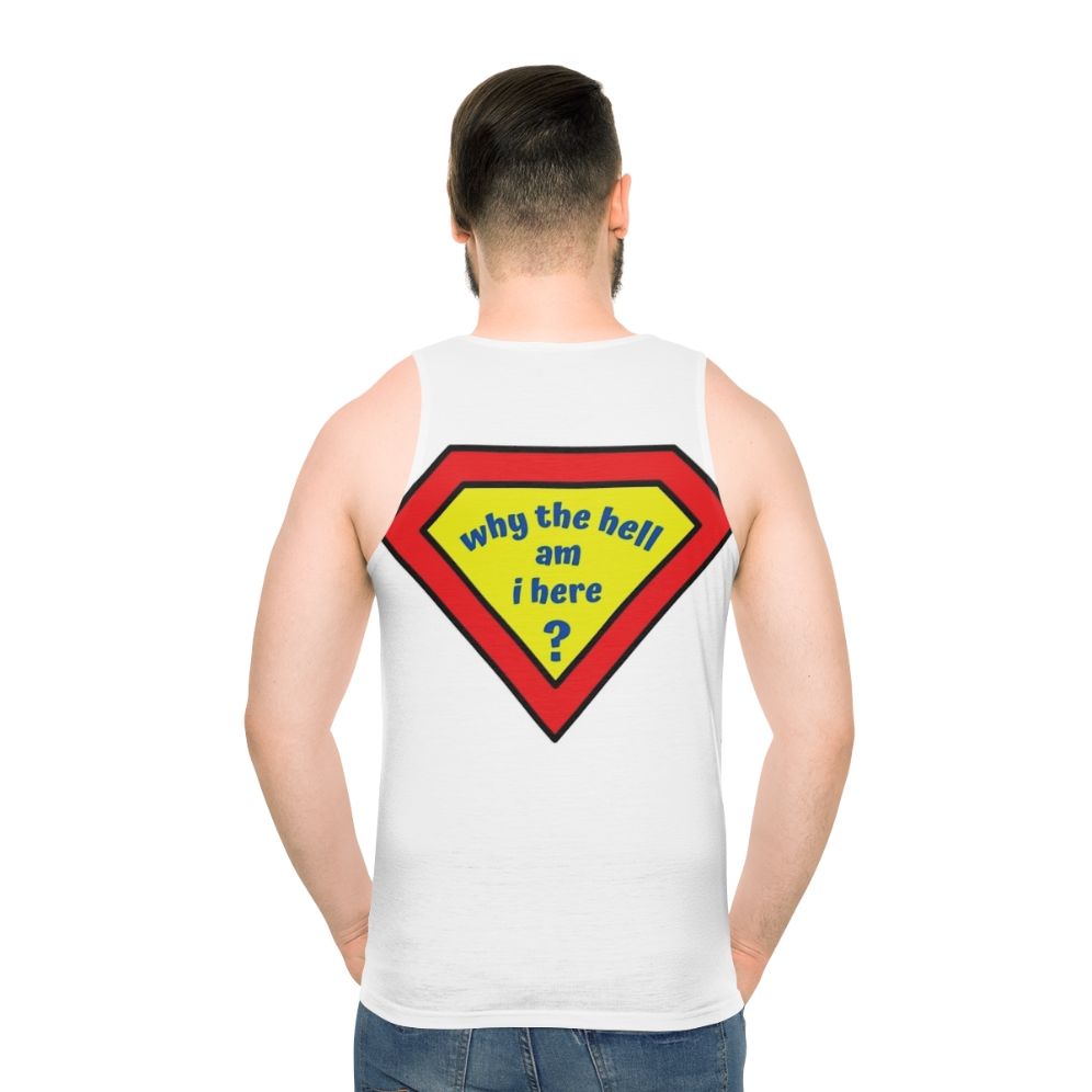Confused comic superhero unisex tank top