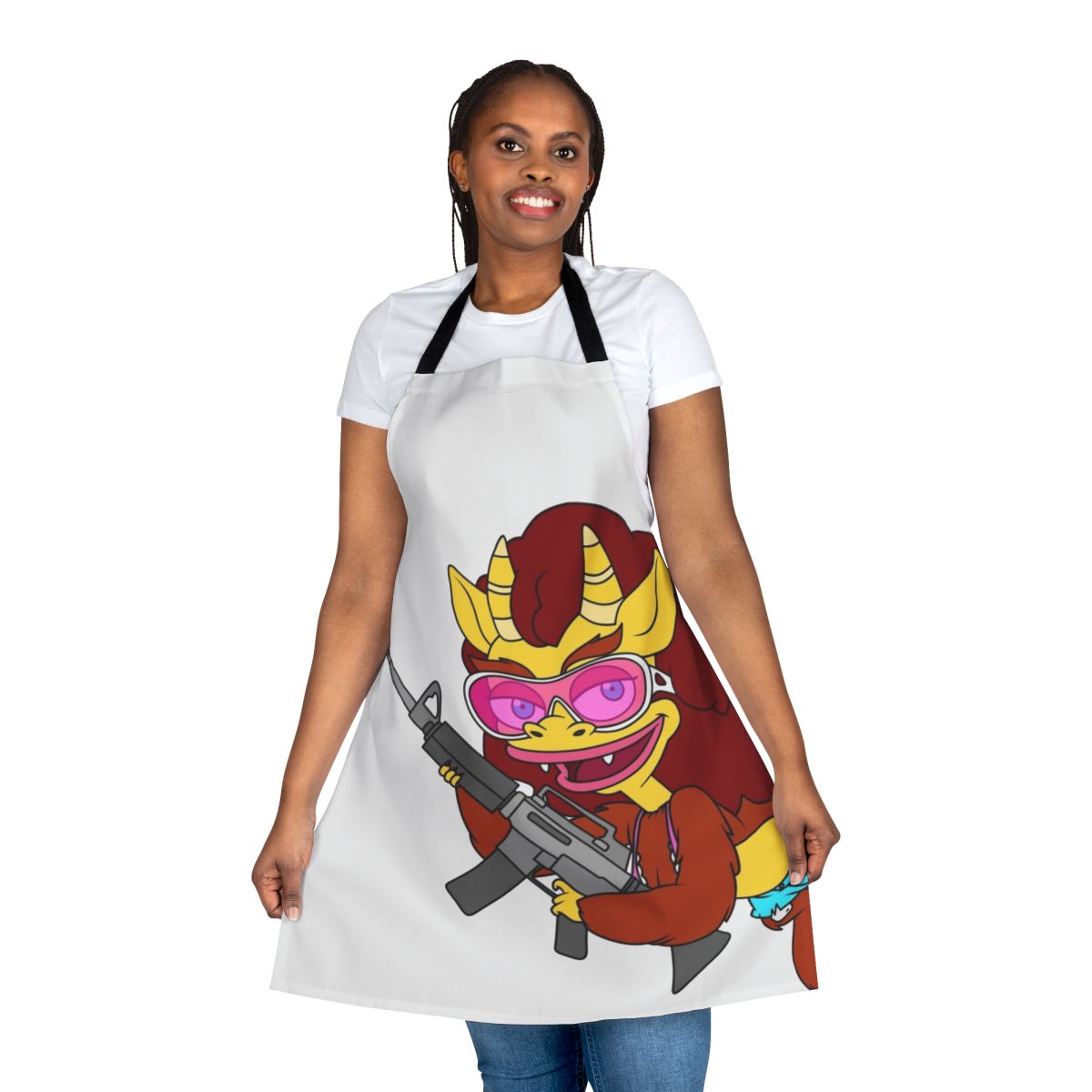Connie-inspired apron featuring the Hormone Monster from the Netflix series Big Mouth