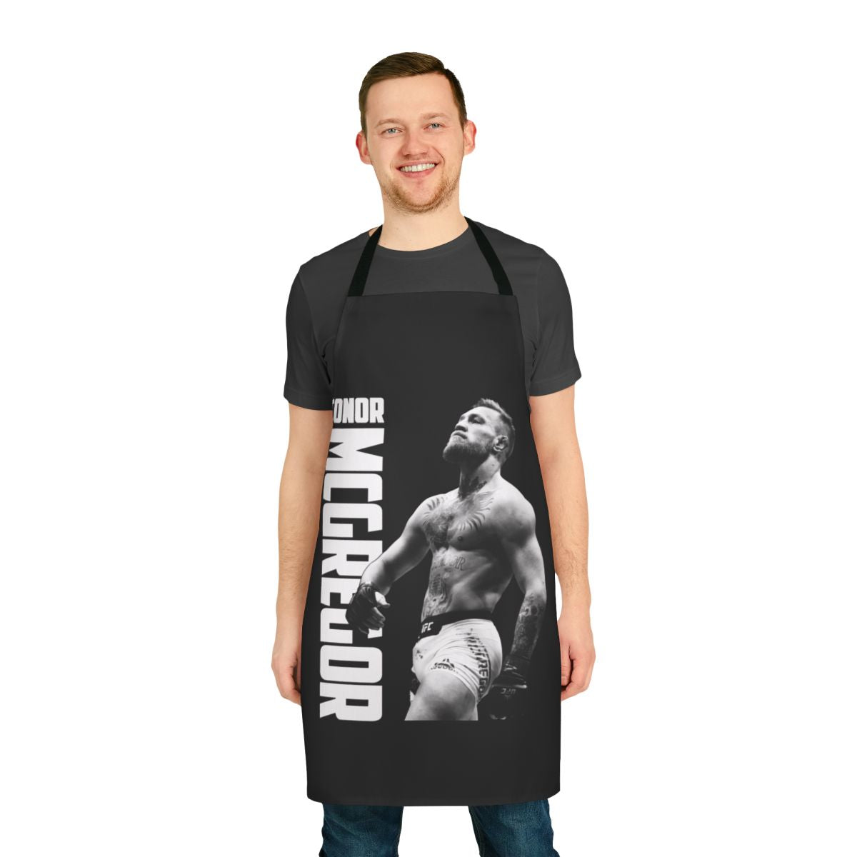 Conor McGregor inspired apron with "The Walk" design, perfect for MMA and UFC fans