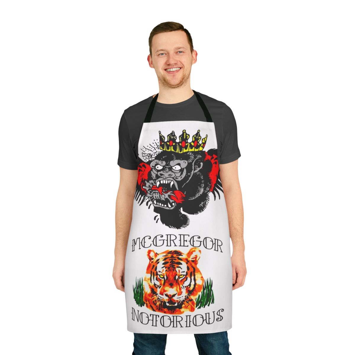Apron featuring a Conor McGregor-inspired tattoo design for MMA and UFC fans