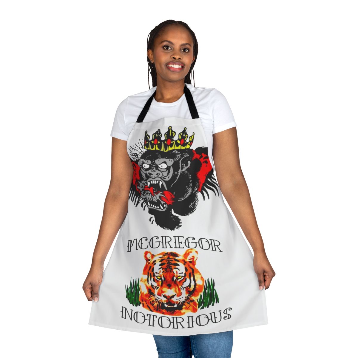Apron featuring a Conor McGregor-inspired tattoo design for MMA and UFC fans