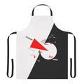 Minimalist abstract constructivist-style apron in black and red