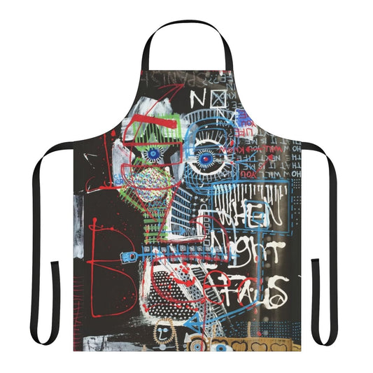 Contemplative abstract art piece featuring expressive face, words, and mixed media elements