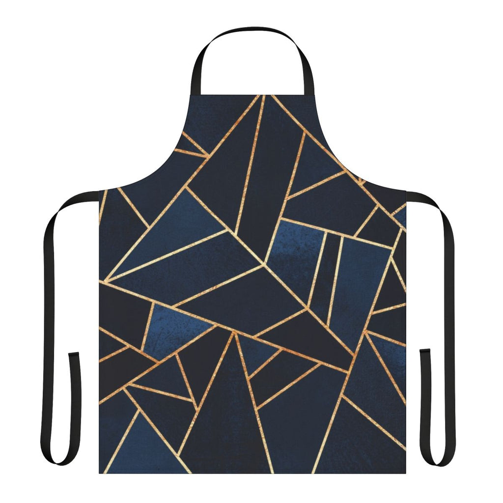 Navy blue apron with abstract geometric pattern
