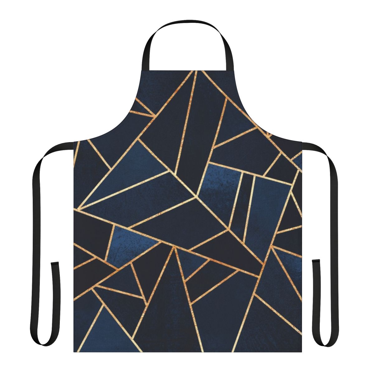Navy blue apron with abstract geometric pattern