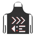 A black and white apron with a contrast design inspired by the Kensa collection in the Splatoon video game series.