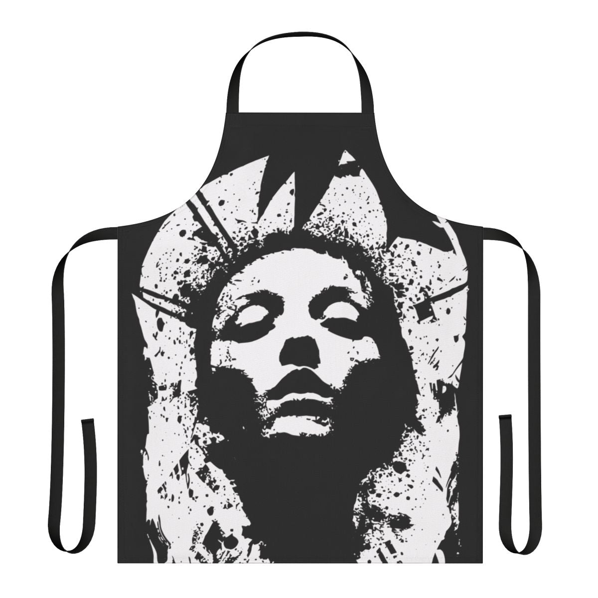 Stylish and durable Converge-inspired Jane Doe apron, featuring a bold black design