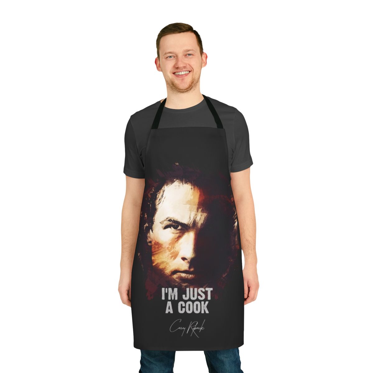 Cooking apron featuring the "I'm Just a Cook" quote from the movie Under Siege