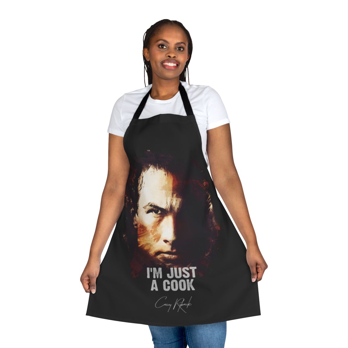 Cooking apron featuring the "I'm Just a Cook" quote from the movie Under Siege